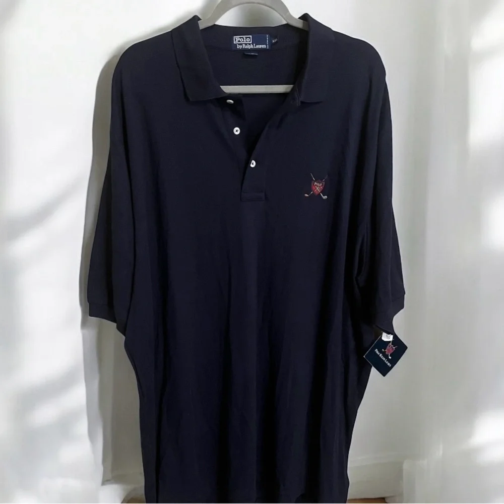 Polo Ralph Lauren NWT Navy Blue Plaid Golf Crest Logo Polo Shirt XXL